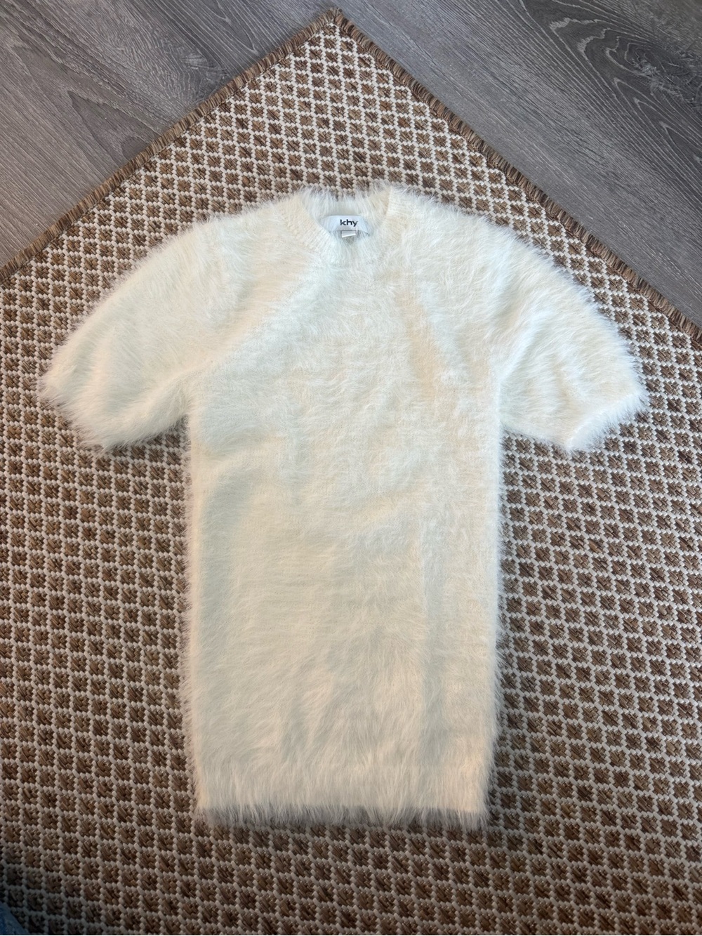 KHY Cream Fuzzy Short-Sleeve Sweater
